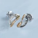 Bicolor gouden oorstekers met Diamant 0,02 karaat