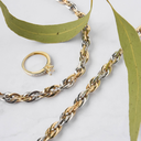 Bicolor gouden collier gedraaid Fantasie 7mm breed