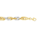 Bicolor gouden armband gedraaid Fantasie 7mm breed