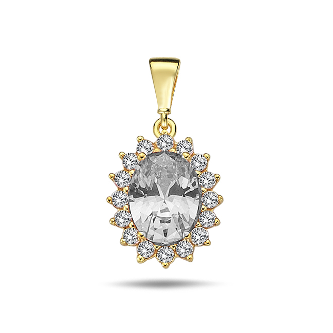 [GH2139] Yellow gold pendant with Zirconia