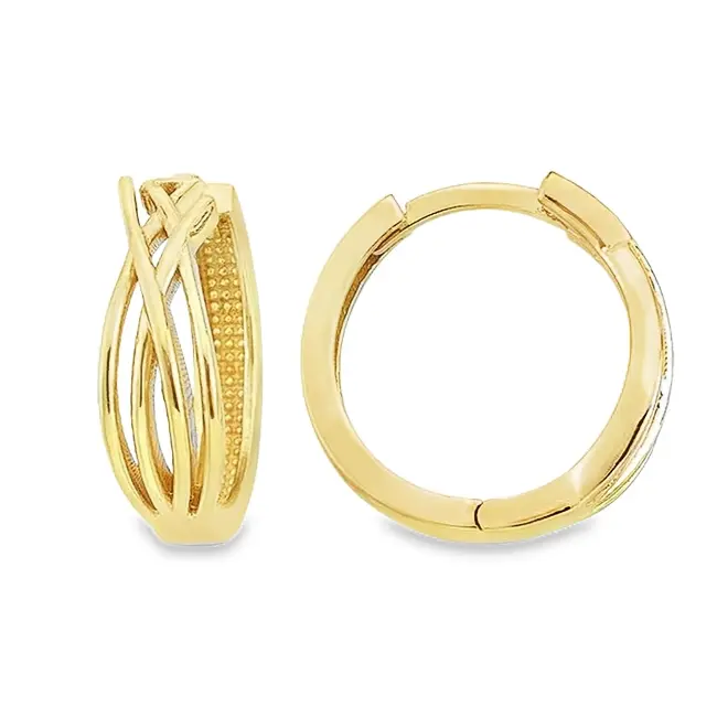 [GOR2140] Yellow Gold Hoop Earrings Fantasy