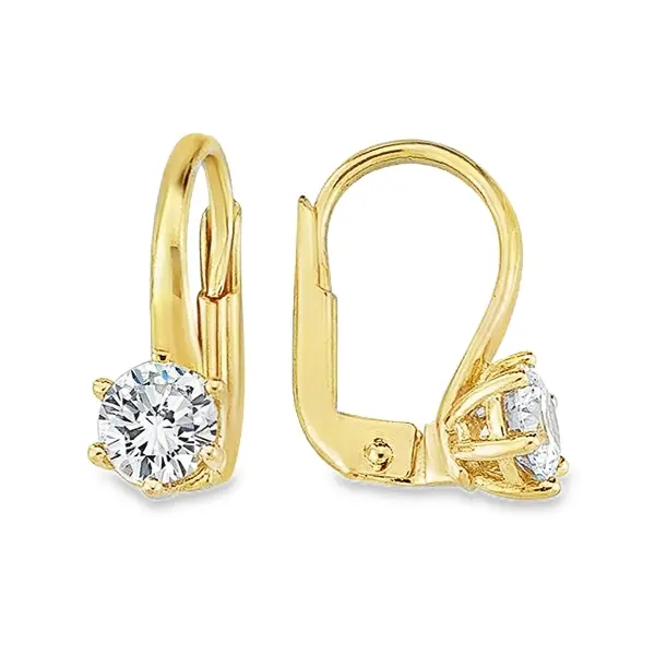 Yellow gold hinged earrings with Zirconia