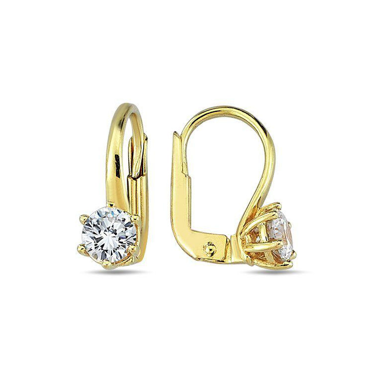 Yellow gold hinged earrings with Zirconia