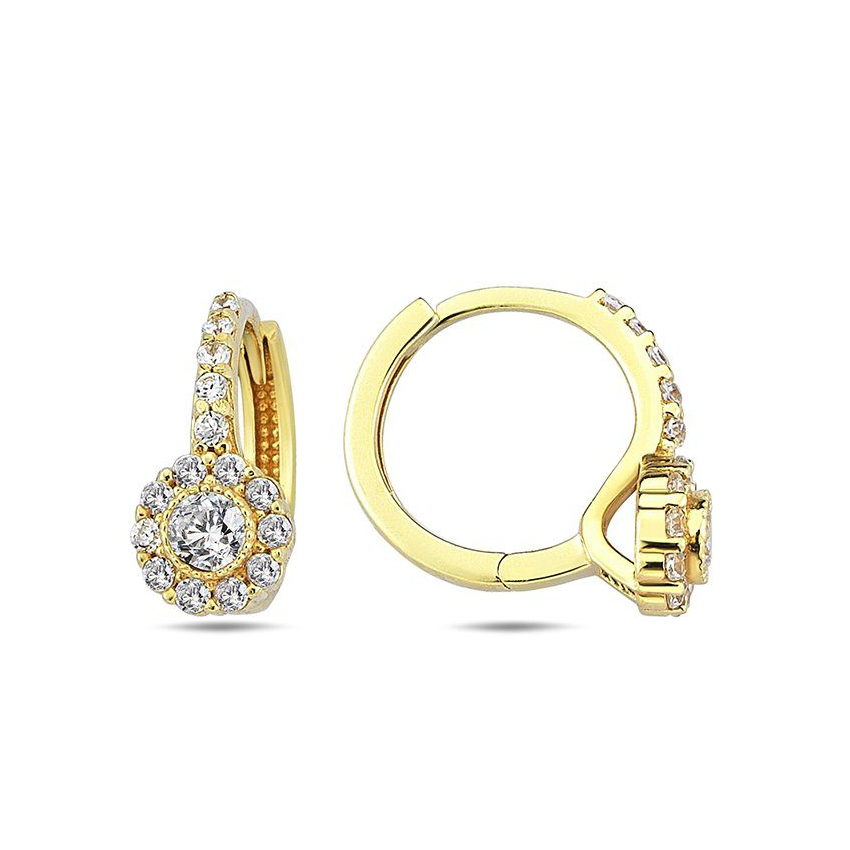 Yellow gold hinged earrings with Zirconia