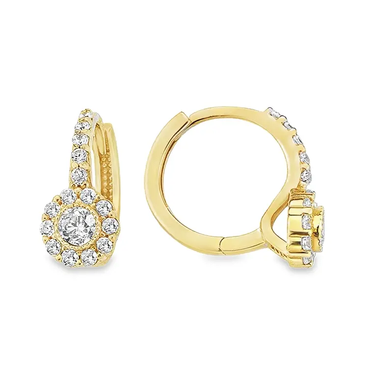 [GOR2143] Yellow gold hinged earrings with Zirconia