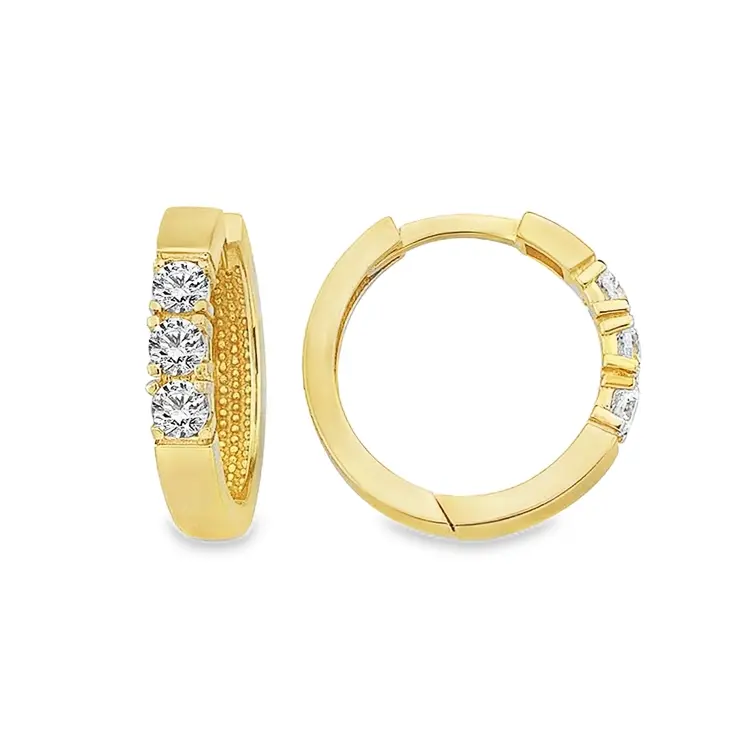 [GOR2144] Yellow gold hinged earrings with Zirconia