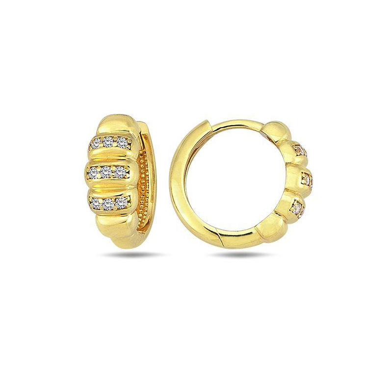Yellow gold hoop earrings Fantasy with Zirconia