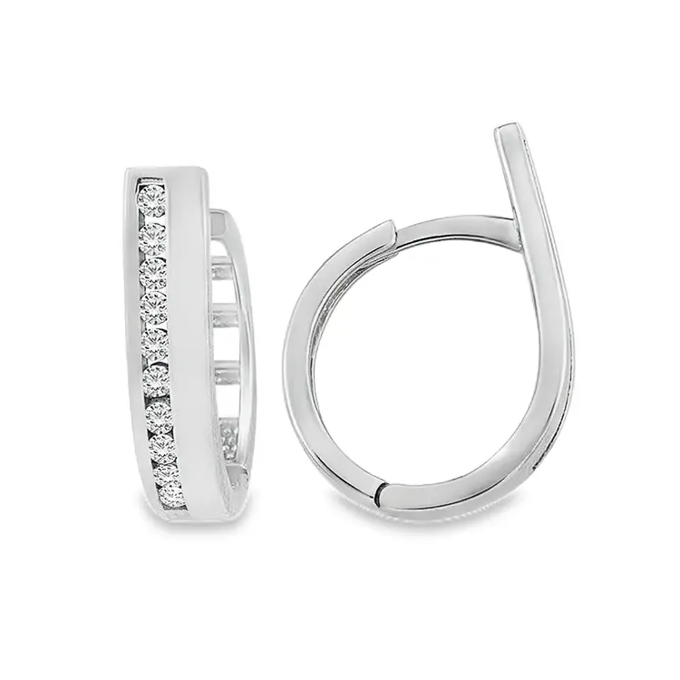 [WOR2149] White Gold Clap Rings with Row Zirconia
