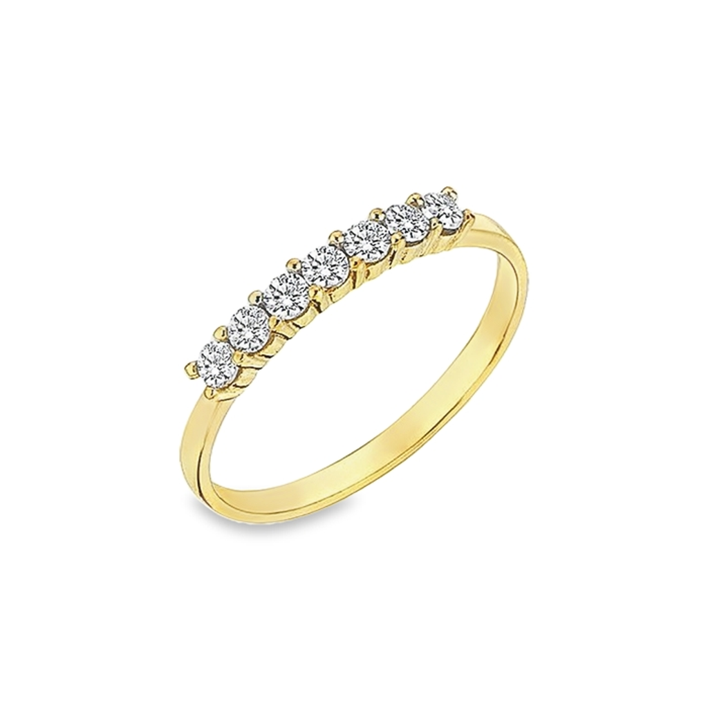 Yellow gold ring with Row Zirconia