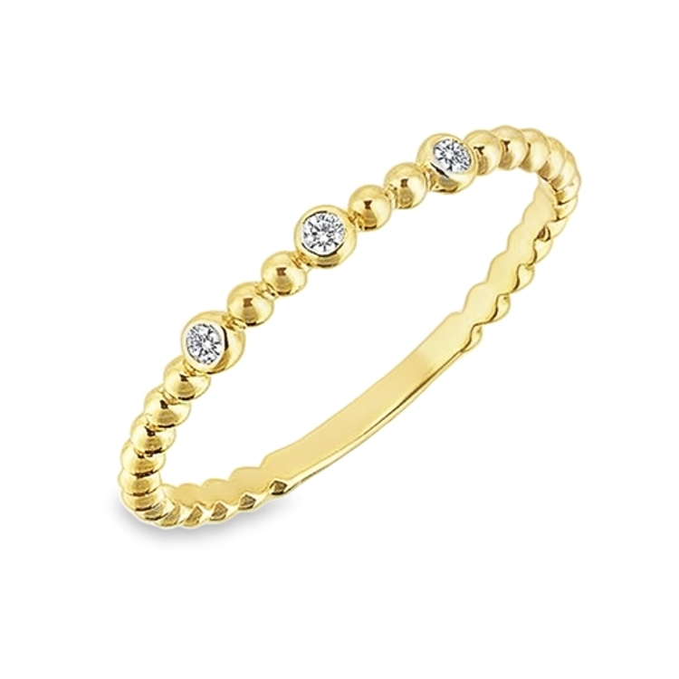 [GR2158-52] Geelgouden Bolletjes (aanschuif)ring met Zirkonia (16,5 / 52)