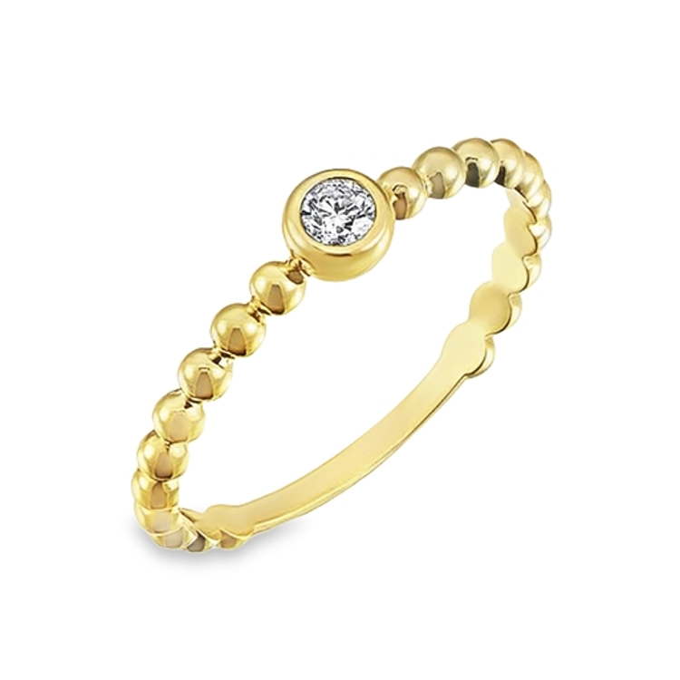 [GR2159-52] Geelgouden Bolletjes (aanschuif)ring met Zirkonia rond (16,5 / 52)