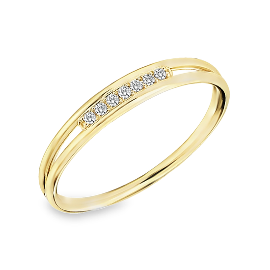 Geelgouden ring met Diamant 0,05 karaat VS/GH