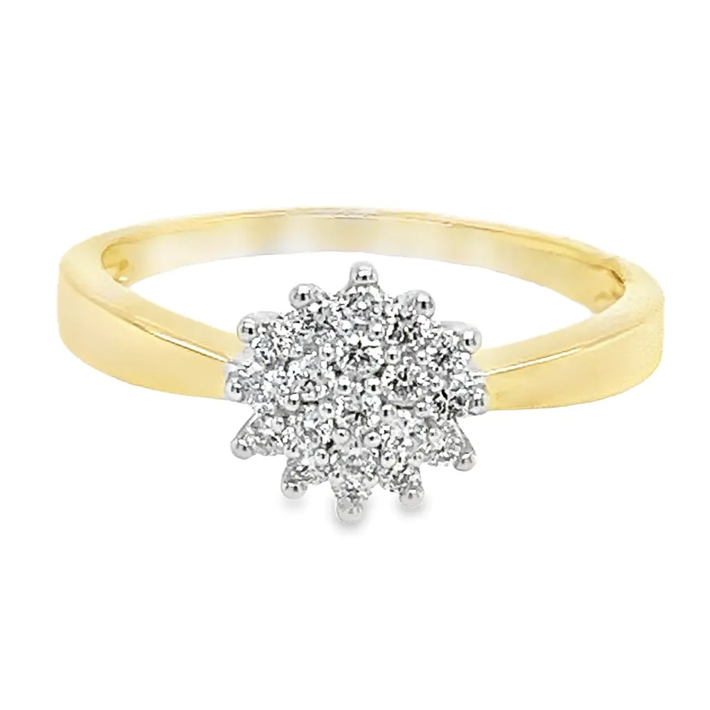 [GRE2168-52] Yellow gold Entourage ring with Diamond 0.26 carats SI/H (16,5 / 52)