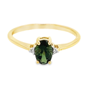 Geelgouden ring met Groene Toermalijn en Diamant
