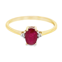 Geelgouden ring met Robijn en Diamant