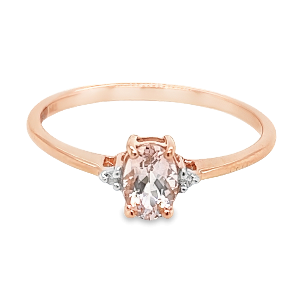 Rosé gouden ring met Morganite en Diamant
