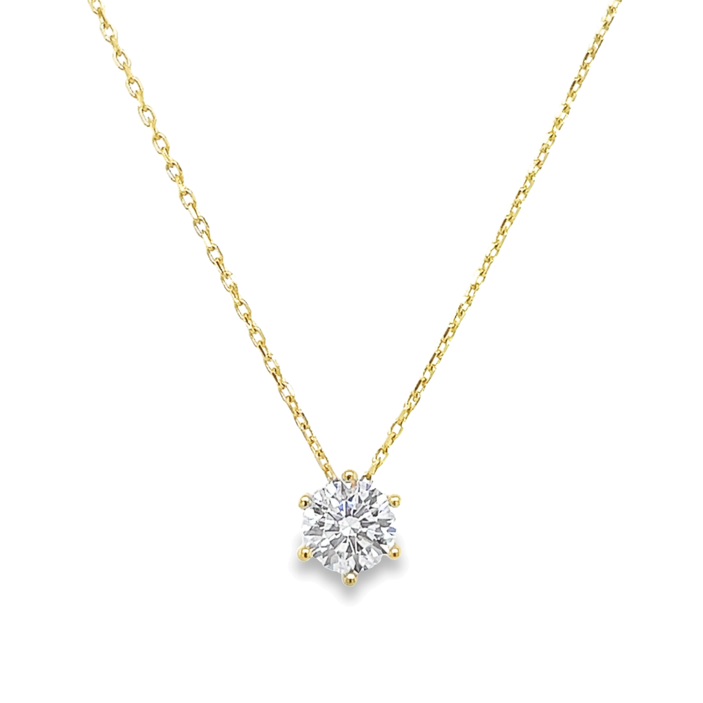 Geelgouden collier met 5MM Zirkonia in 6-poot 45CM
