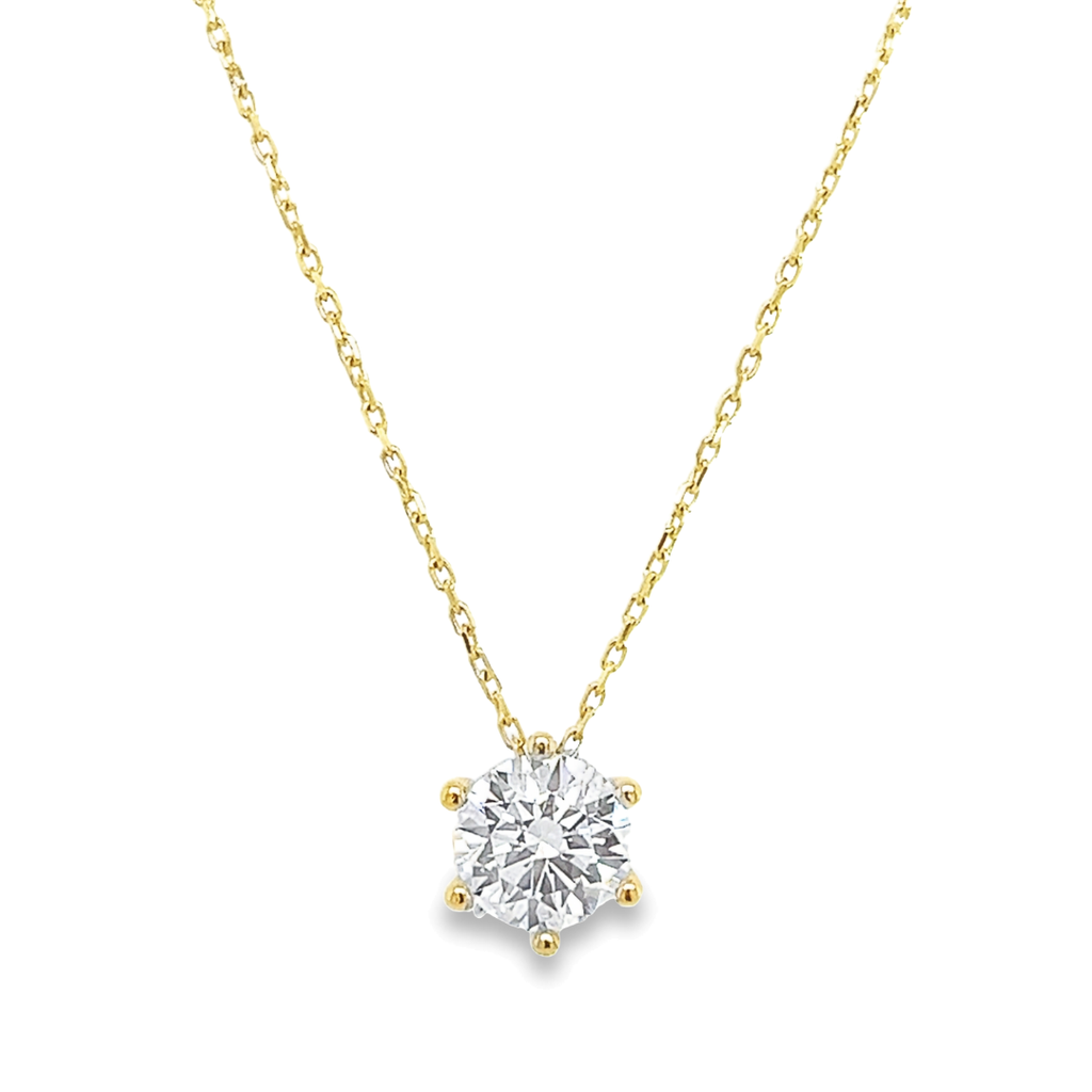 Yellow gold necklace with 6MM Zirconia in 6-leg 42-44CM