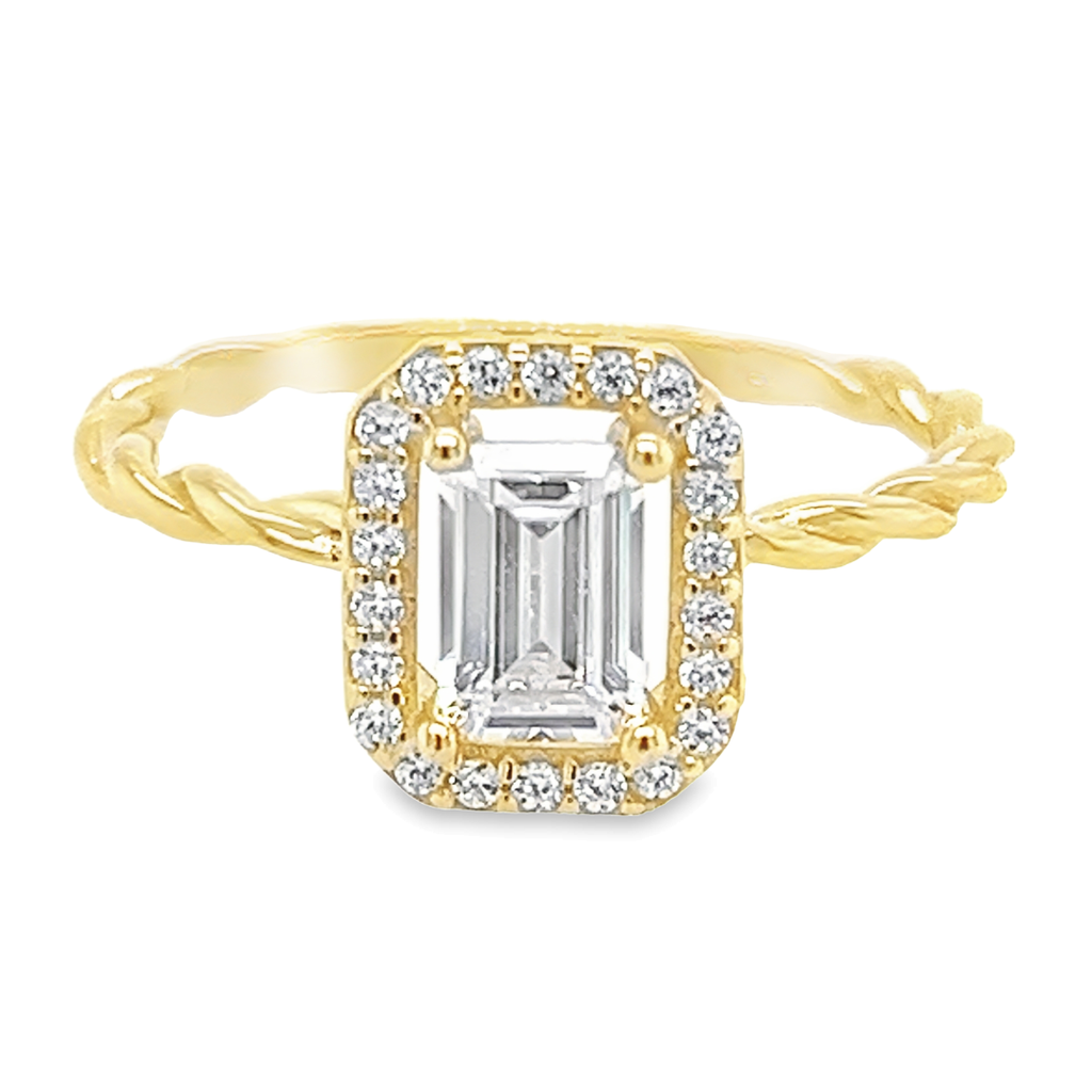 Geelgouden ring met Zirkonia Baguette