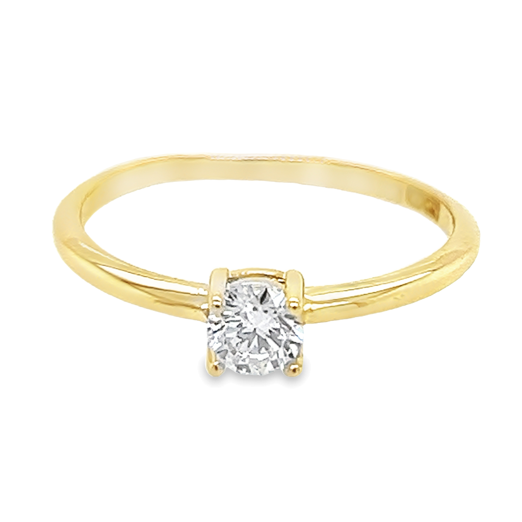 Geelgouden ring met 4MM Zirkonia 4-poot