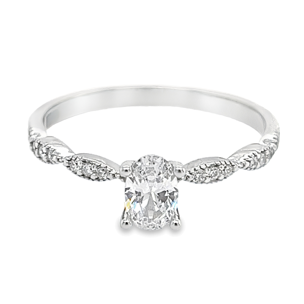 White gold ring with Oval Zirconia 6x4MM