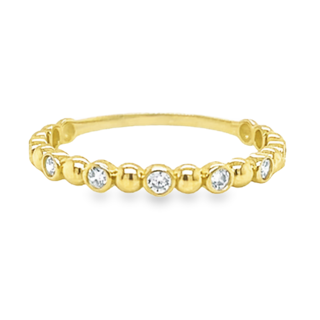 Geelgouden (aanschuif)ring met Zirkonia steentjes