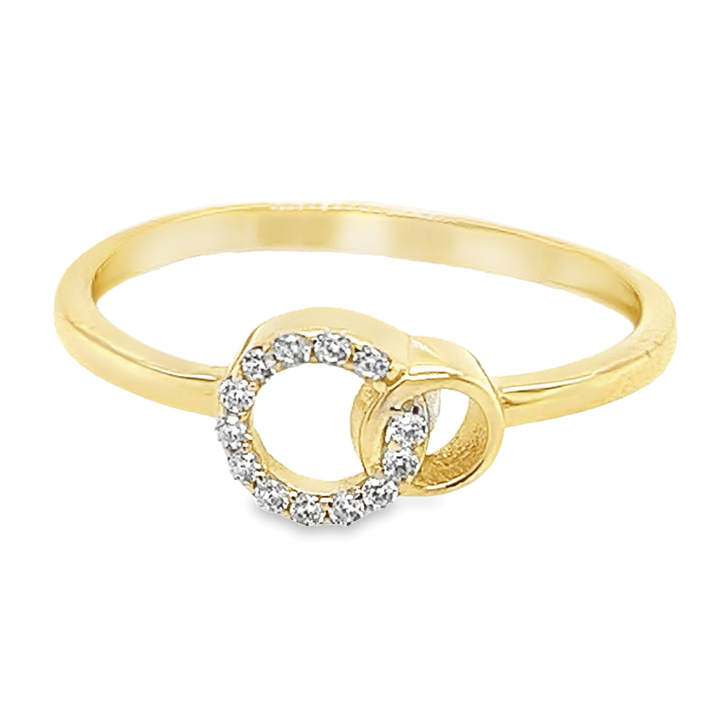 Geelgouden ring met Verbonden rondjes met Zirkonia