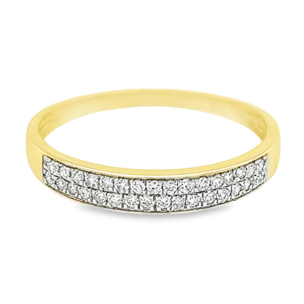 Geelgouden rij ring met Diamant 0,20 karaat
