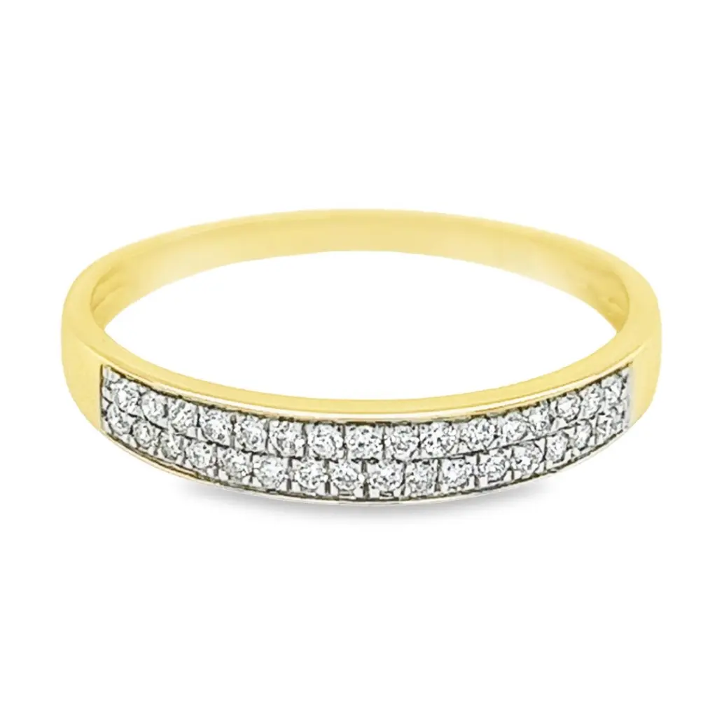 Geelgouden rij ring met Diamant 0,20 karaat