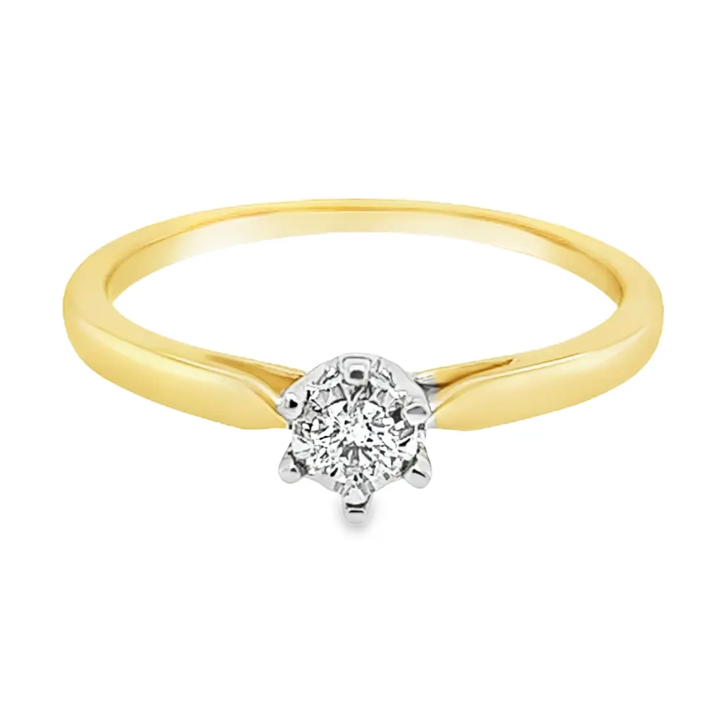 Geelgouden Solitairring met 0,10ct Diamant