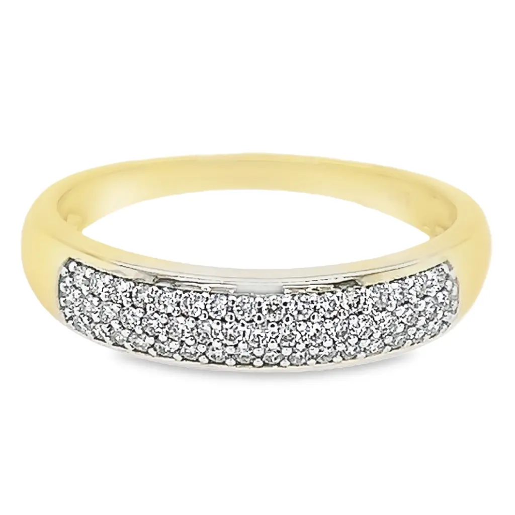 Yellow gold row ring with diamond 0.25 carats