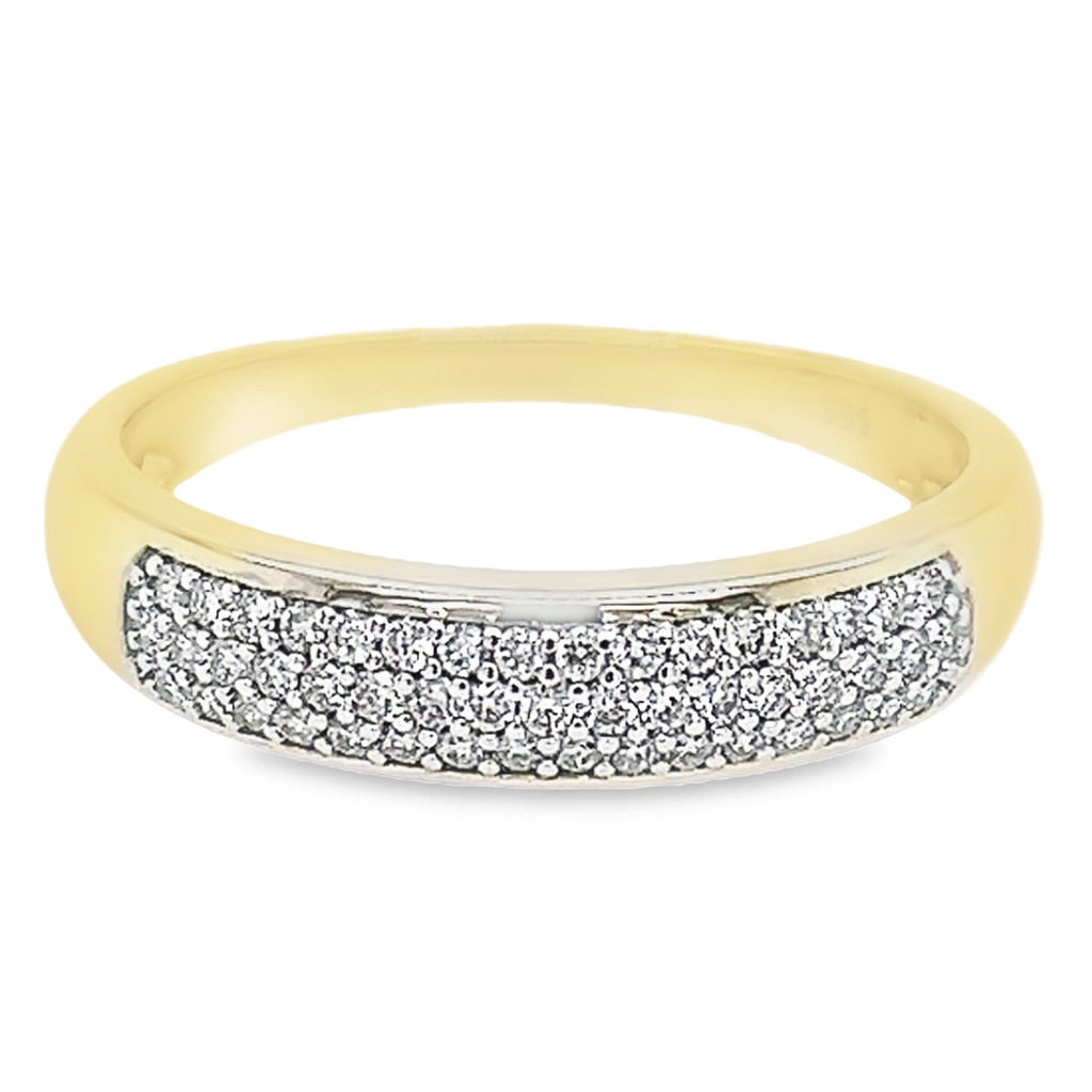Yellow gold row ring with diamond 0.25 carats