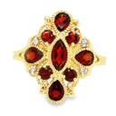 Geelgouden ring met Granaat en Diamant