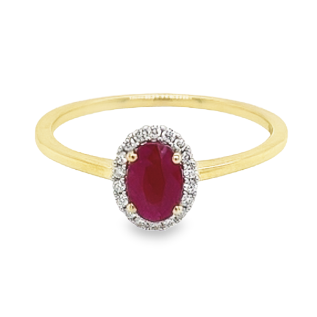 Yellow gold ring with Ruby 0.50ct and Diamond 0.08ct SI/H