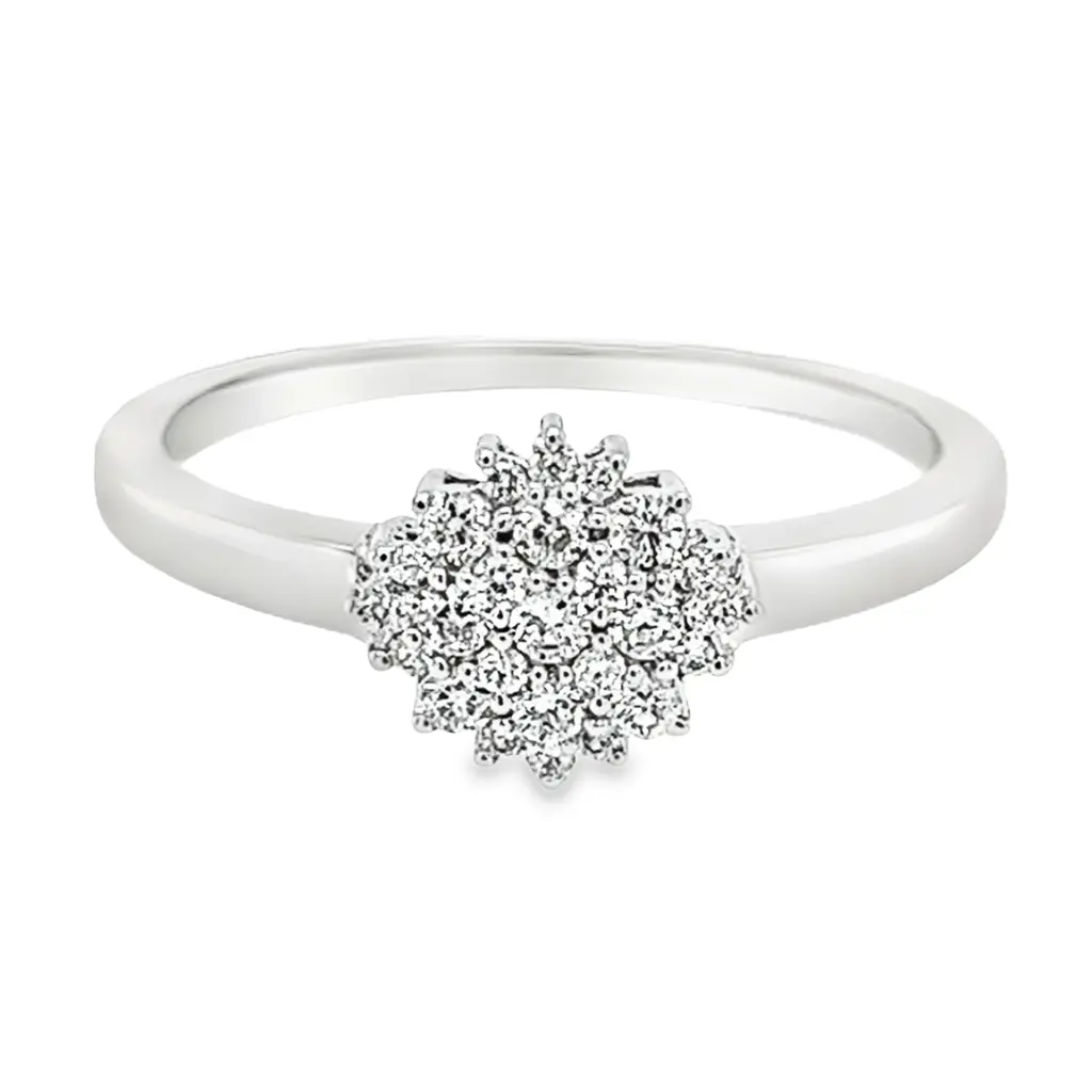 [WRE1397-52] White gold entourage ring with diamond 0.25 carats (16,5 / 52)