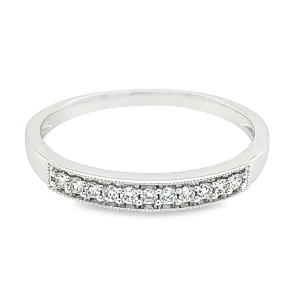 [WRE1429-52] White gold row ring with diamond 0.12 carats (16,5 / 52)