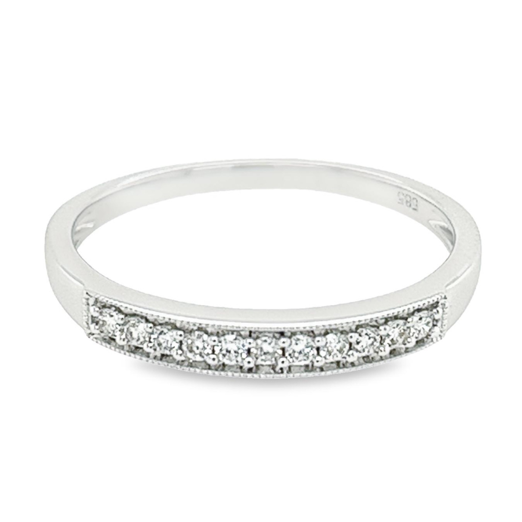Witgouden rij ring met Diamant 0,12 karaat