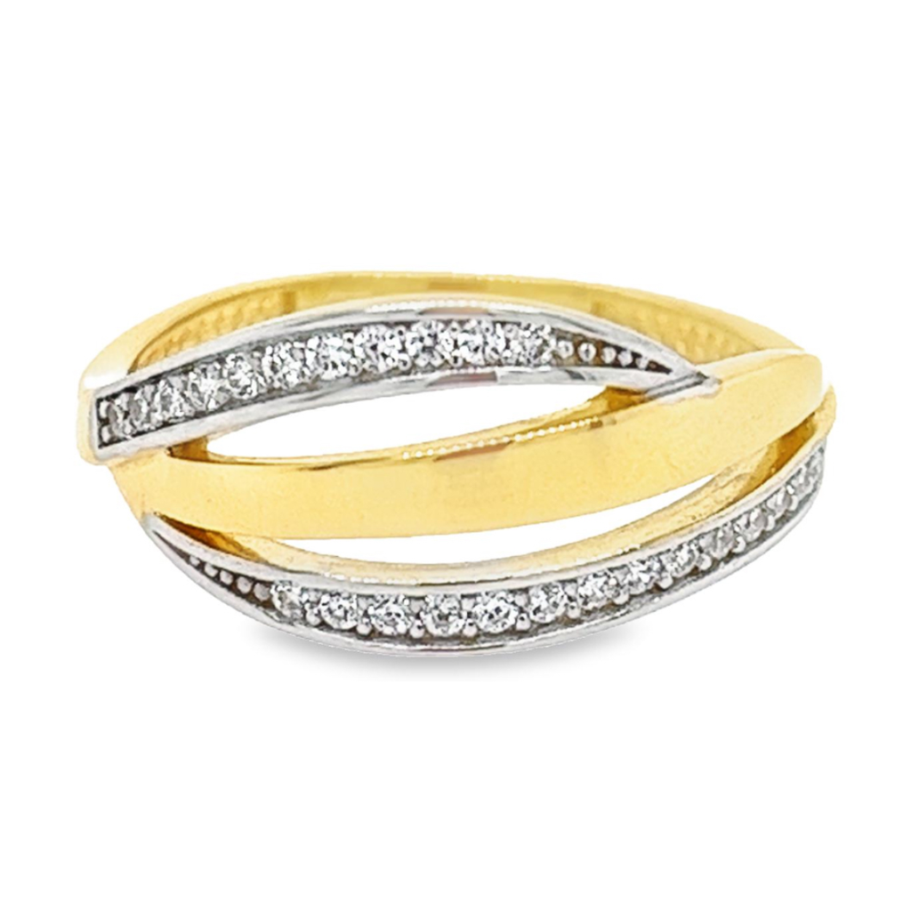 Bicolor gold ring with Zirconia stones