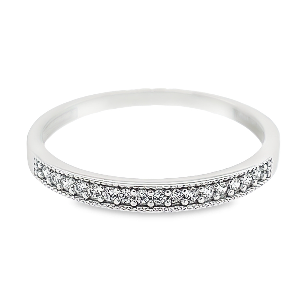 [WR1152-50] Witgouden rij ring met Zirkonia stenen (16 / 50)