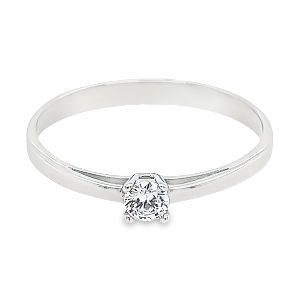 White gold solitaire ring with Zirconia