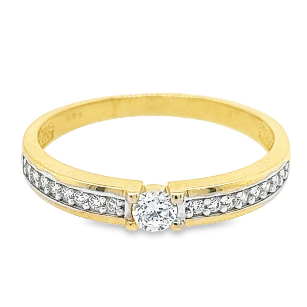 Geelgouden ring met Zirkonia stenen