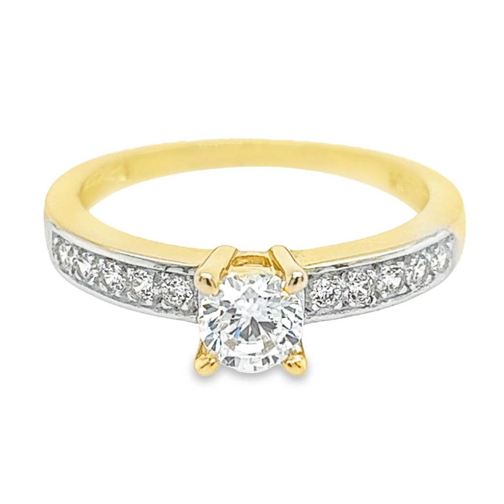 Geelgouden ring met Zirkonia stenen