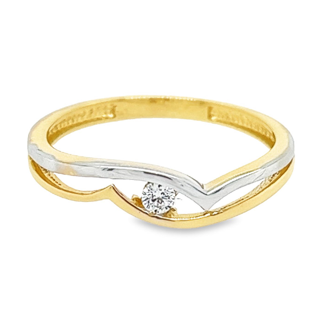 Bicolor gold ring Fantasy with Zirconia stone