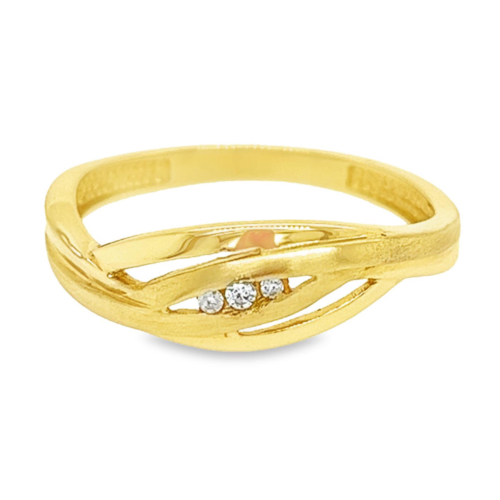 Geelgouden ring mat/glans met Zirkonia stenen