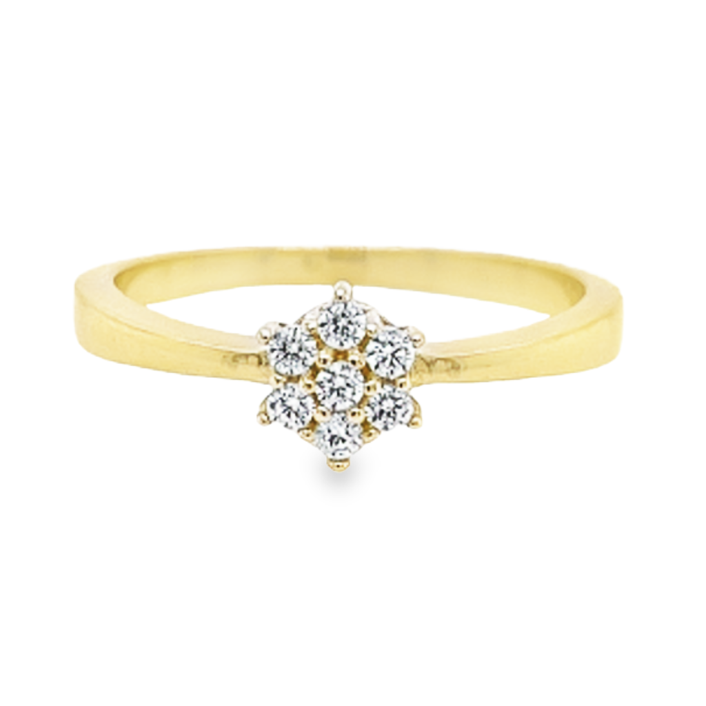 Yellow gold entourage ring with Zirconia stones