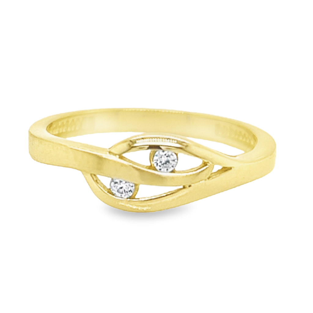 Yellow gold ring matte/gloss with Zirconia stones