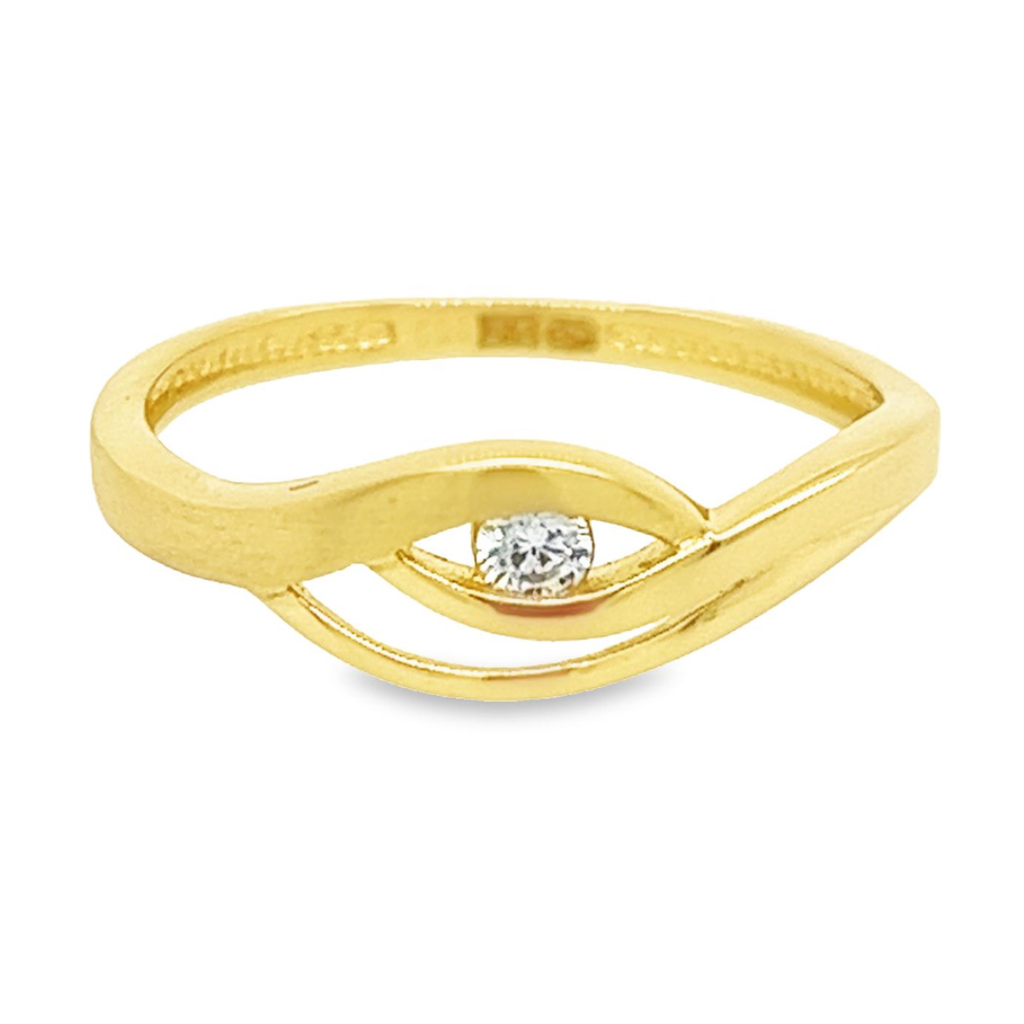 Geelgouden ring mat/glans met Zirkonia steen
