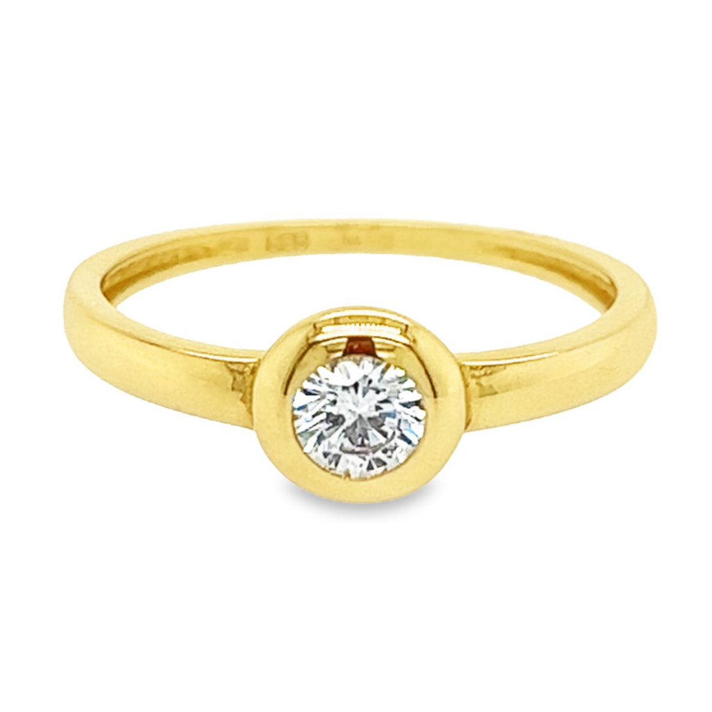 Geelgouden ring met Zirkonia steen