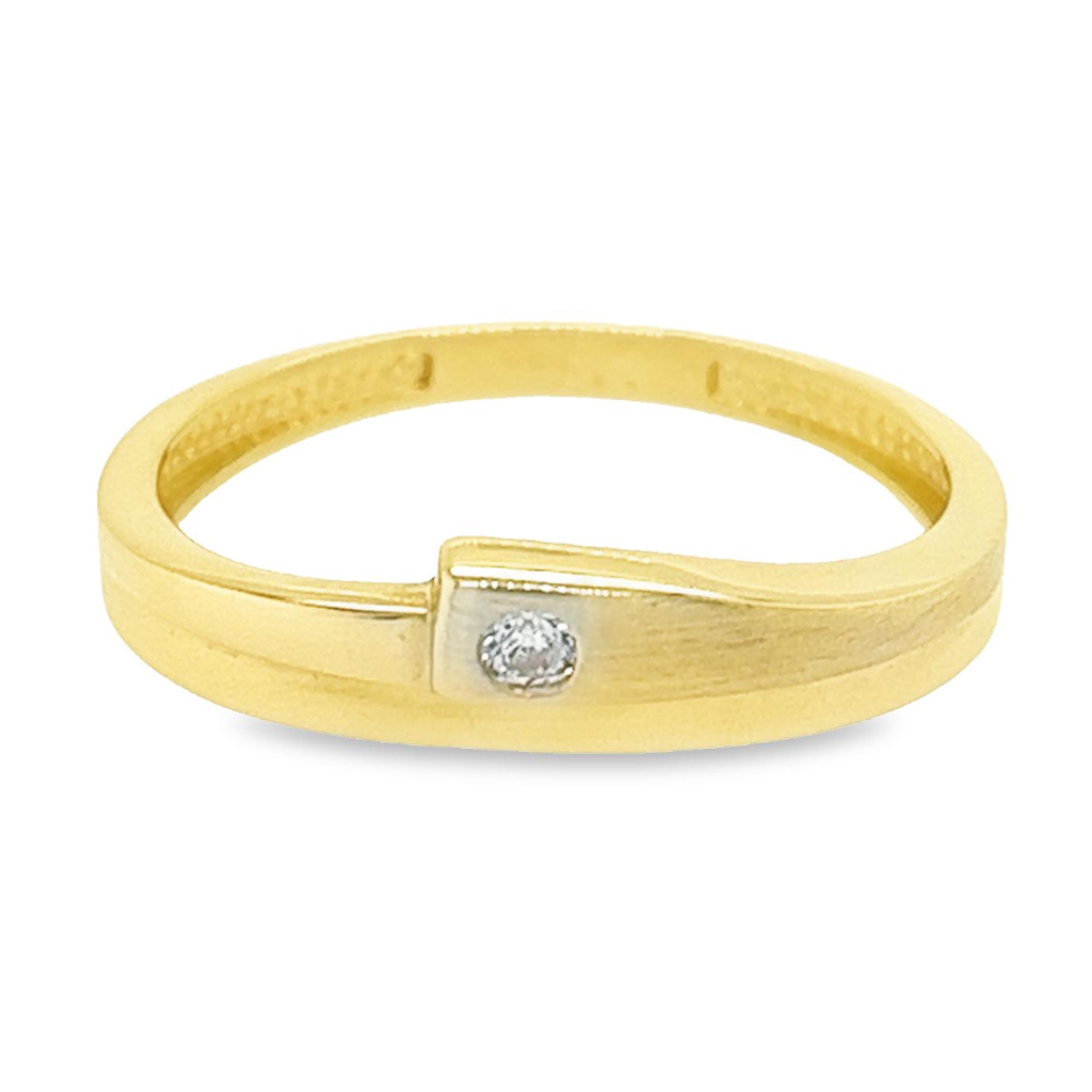 Yellow gold ring matte/gloss with Zirconia stone