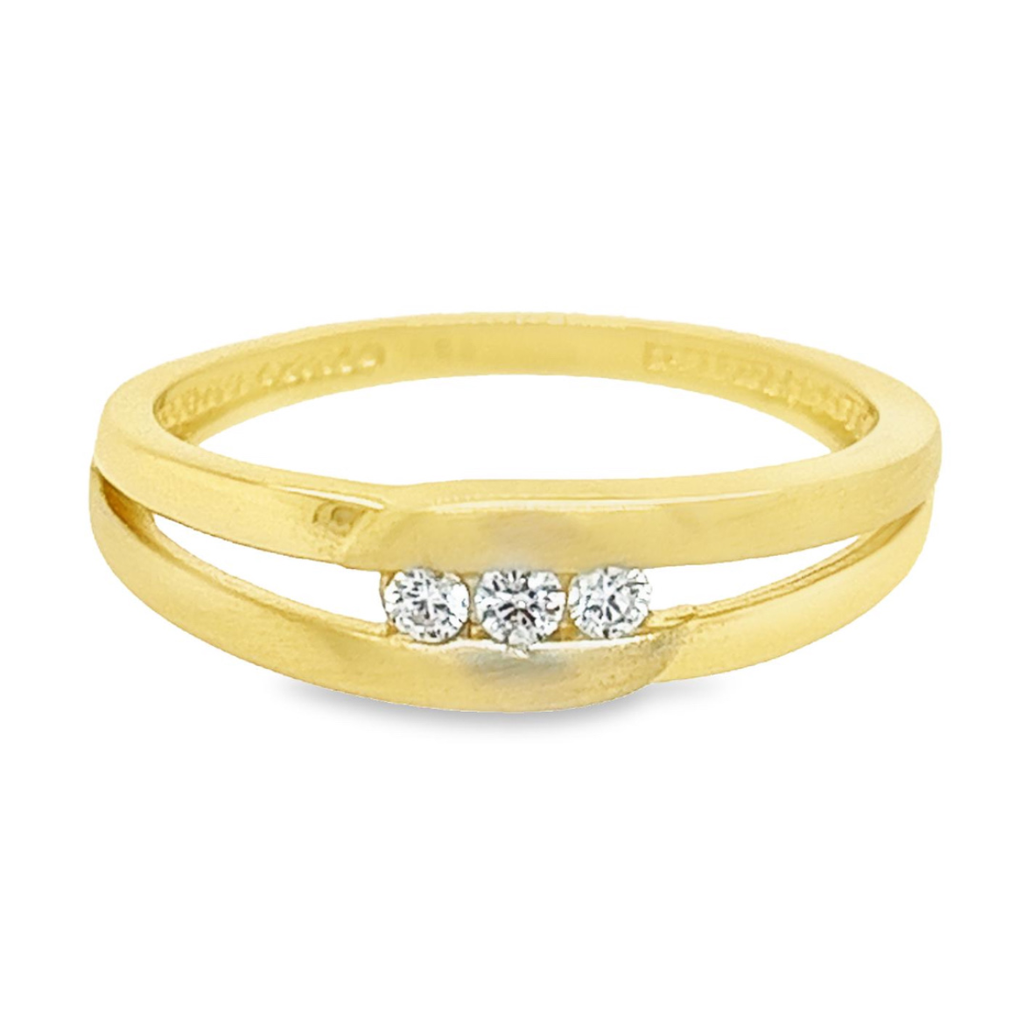 Yellow gold ring matte/gloss with Zirconia stones